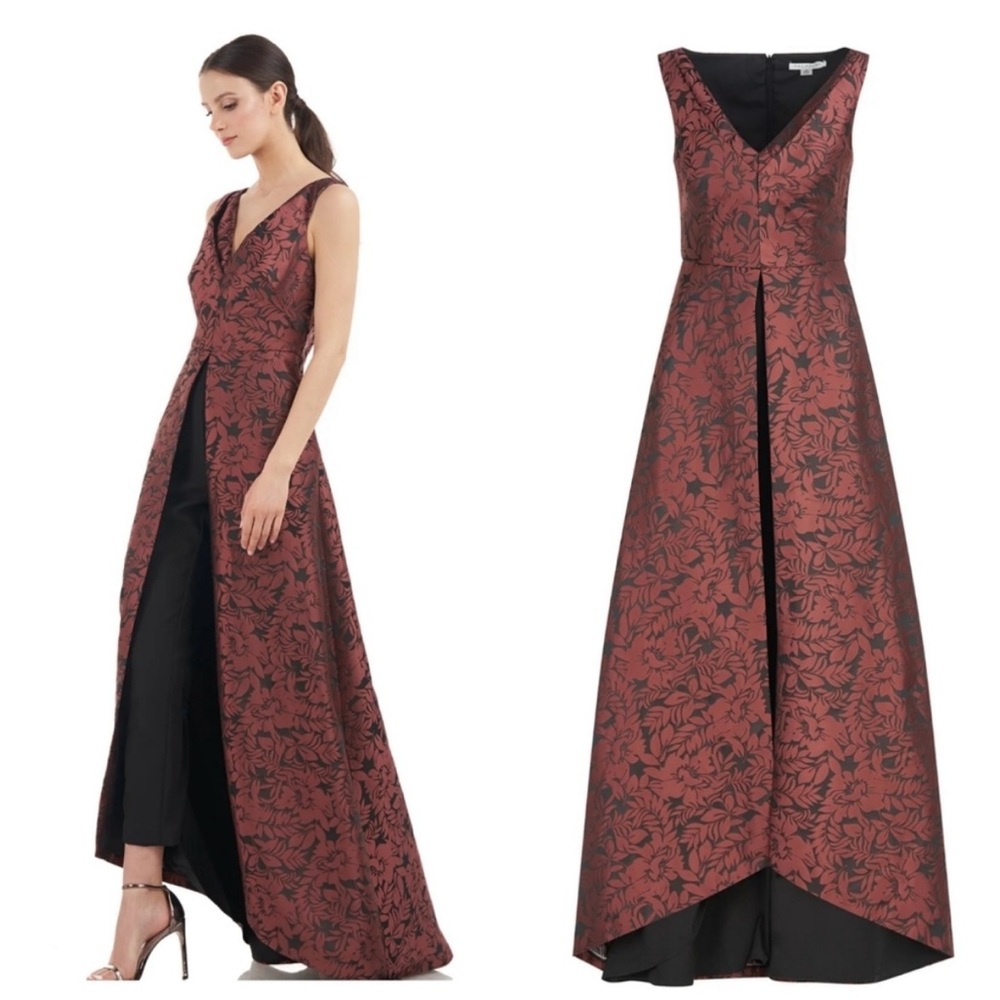 Kay Unger Agnes Walk Thru Jumpsuit Dress 
Deep Berry & Black Gown 8